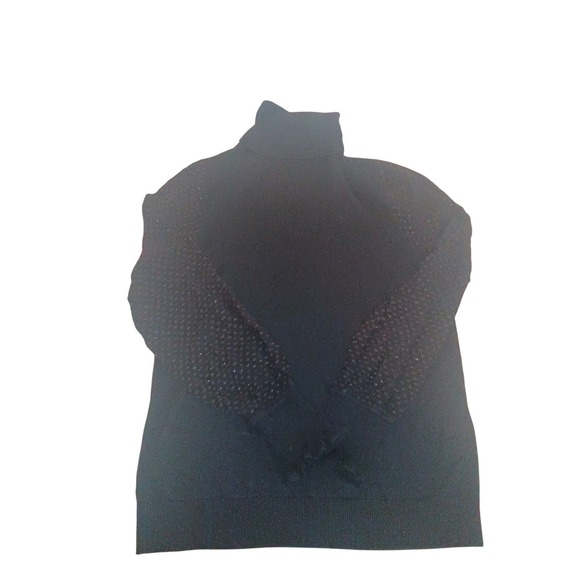 LOFT Sweaters - Loft Womens Black Turtleneck Sweater Gold Metallic Dot Sparkle Sleeve Small